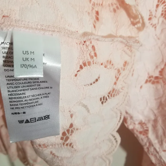 Free People Olivia Lace Top Pink Long Sleeve Size Medium - Picture 6 of 6